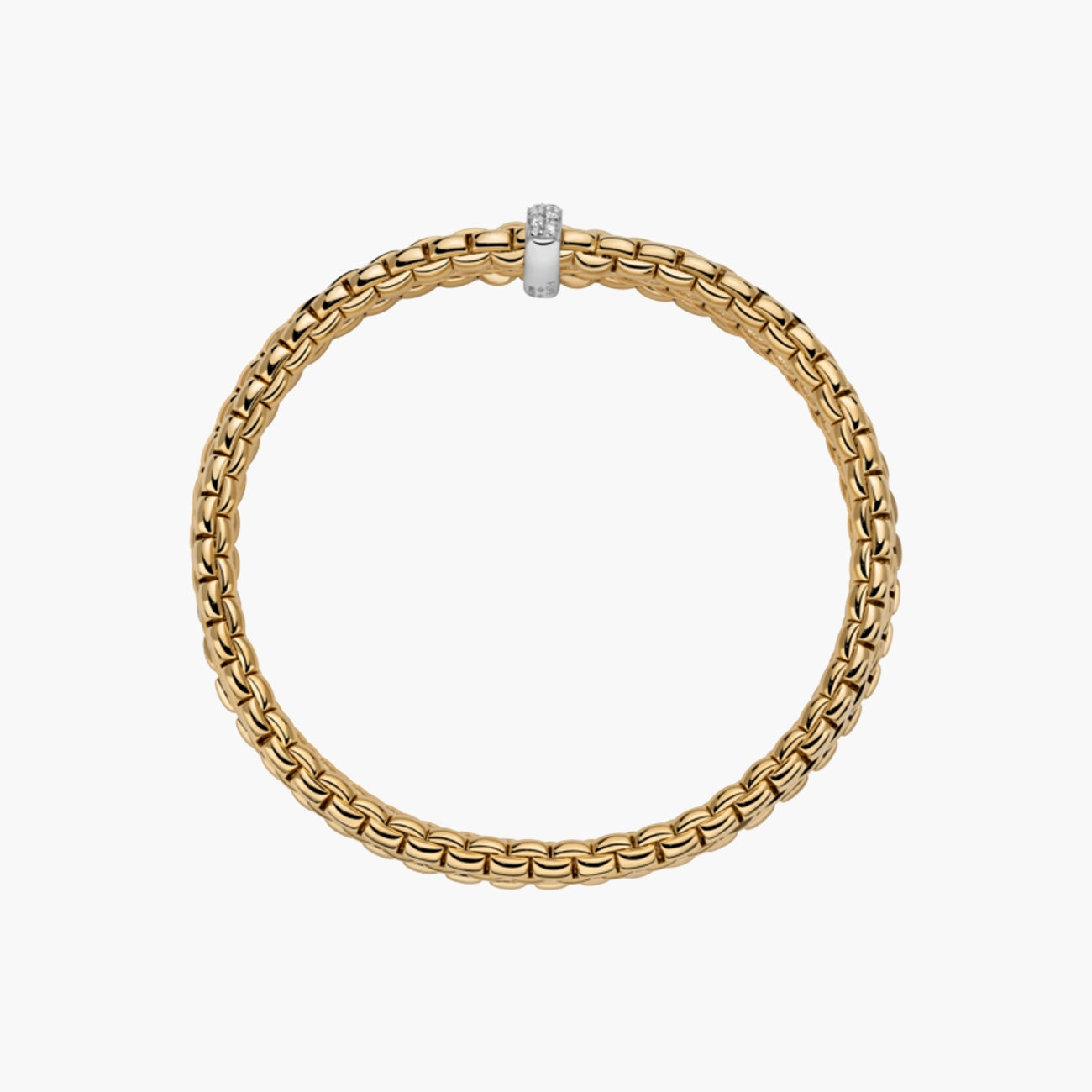Fope Eka Flex'It Gold Triple Mesh Diamond Pavé Bracelet