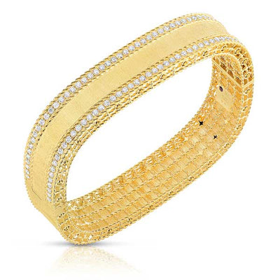Roberto Coin Princess Yellow Gold Two Row Diamond Bangle - Roberto Coin product