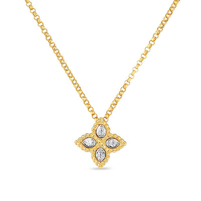Roberto Coin Princess Flower Small Yellow Gold Diamond Necklace - Roberto Coin product