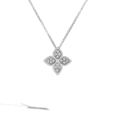 Roberto Coin Princess Flower White Gold Diamond Pendant Necklace - Roberto Coin product