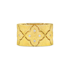 Roberto Coin Venetian Princess Satin Yellow Gold Wide Diamond Ring