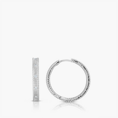 Roberto Coin Princess Diamond Hoops with Satin Finish
