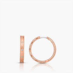 Roberto Coin Princess Diamond Hoops with Satin Finish