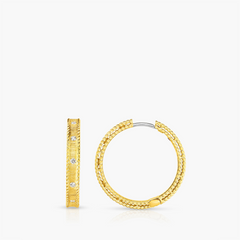 Roberto Coin Princess Diamond Hoops with Satin Finish