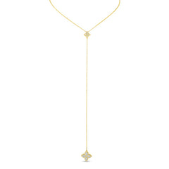 Roberto Coin Princess Flower Yellow Gold Diamond Lariat Necklace