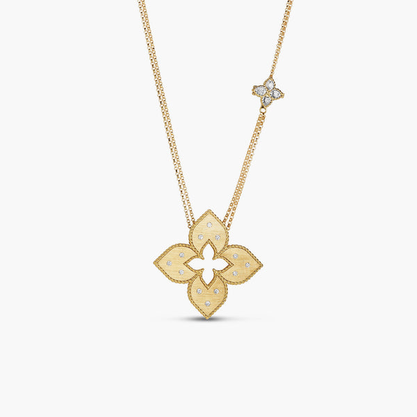 Roberto Coin Venetian Princess Diamond Flower Necklace in 18kt