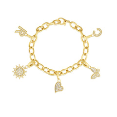 Roberto Coin Diamond Charm Bracelet in Yellow Gold