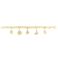 Roberto Coin Diamond Charm Bracelet in Yellow Gold