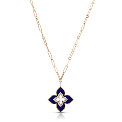 Roberto Coin Venetian Princess Lapis and Diamond Flower Pendant Necklace - Roberto Coin product