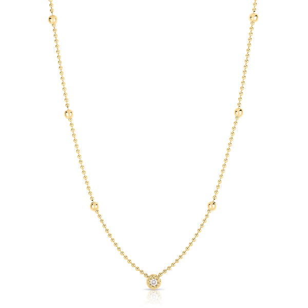 Roberto Coin Diamonds By The Inch Yellow Gold Bead Chain Diamond Necklace