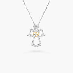 Roberto Coin Tiny Treasures Diamond Angel Pendant Necklace in Two-Tone