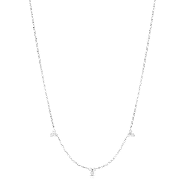 Roberto Coin Diamonds By The Inch 3 Station Diamond Necklace in White Gold - 0.25ctw