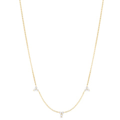 Roberto Coin Diamonds By The Inch 3 Station Diamond Necklace in Yellow Gold - 0.25ctw