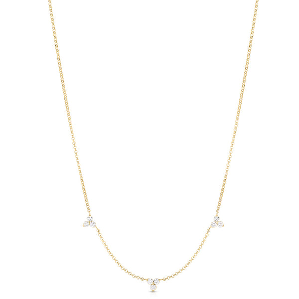 Roberto Coin Diamonds By The Inch 3 Station Diamond Necklace in Yellow Gold - 0.25ctw