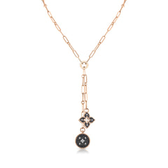 Roberto Coin Venetian Princess Double Medallion Black Diamond Pendant Necklace