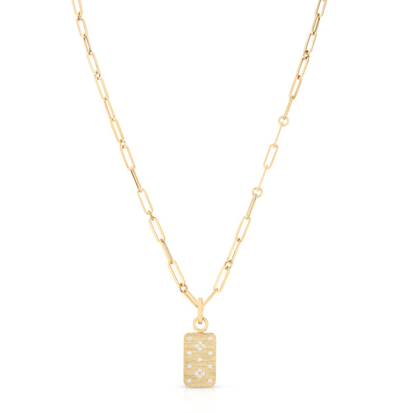 Roberto Coin Venetian Princess Diamond Dog Tag Pendant Necklace