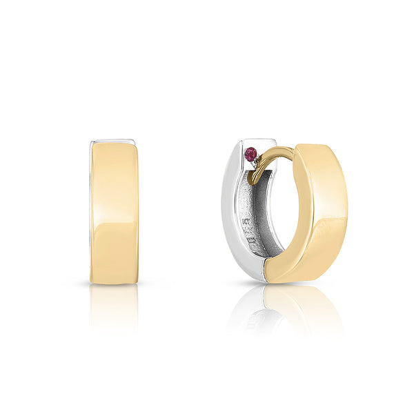 Roberto Coin Designer Gold Classic Two Tone Huggie Earrings - 8mm