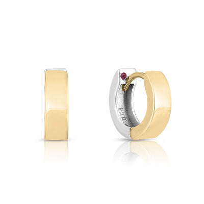 Roberto Coin Designer Gold Classic Two Tone Huggie Earrings - 8mm - Roberto Coin product