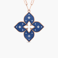 Roberto Coin Venetian Princess Large Blue Titanium and Gold Pendant with Diamonds