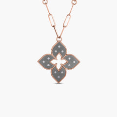 Roberto Coin Venetian Princess Medium Grey Titanium and Gold Pendant with Diamonds