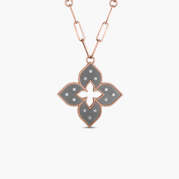 Roberto Coin Venetian Princess Medium Grey Titanium and Gold Pendant with Diamonds