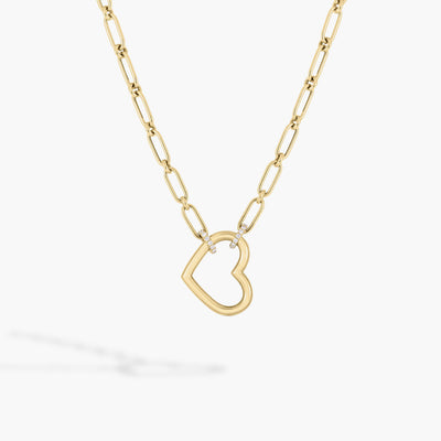 Roberto Coin Cialoma Dangle Diamond Open Heart Necklace in 18K Yellow Gold - Roberto Coin product