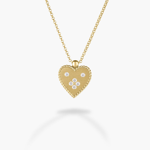 Roberto Coin Venetian Princess Small Diamond Heart Pendant Necklace in 18K Yellow Gold