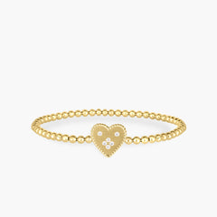 Roberto Coin Venetian Princess Diamond Heart Bracelet in 18K Yellow Gold
