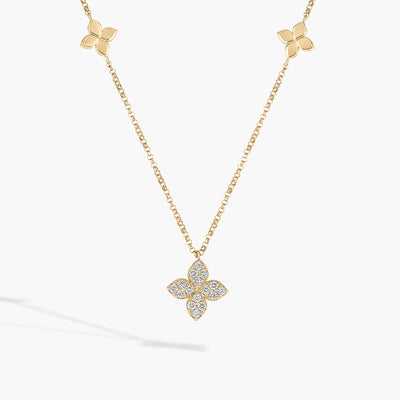 Roberto Coin Love By the Yard 5 Flower Station Necklace in 18K Yellow Gold - Roberto Coin product