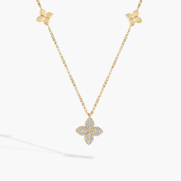 Roberto Coin Love By the Yard 5 Flower Station Necklace in 18K