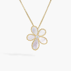 Roberto Coin Jasmine Mother-of-Pearl and Diamond Flower Pendant Necklace