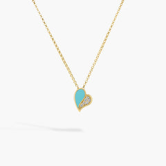 Roberto Coin Amorino Diamond and Cyan Enamel Flower Petals Pendant Necklace in 18K Yellow Gold