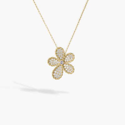 Roberto Coin Jasmine Pave Diamond Flower Pendant Necklace in 18K Yellow Gold - Roberto Coin product