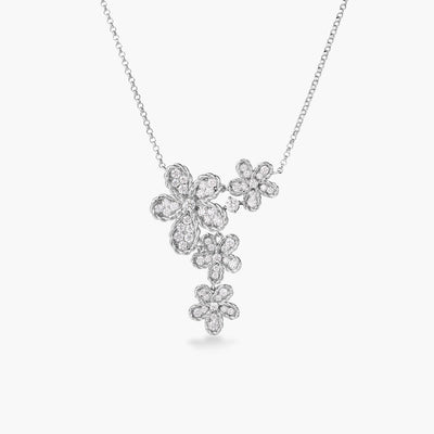 Roberto Coin Jasmine Multi Pave Diamond Flower Necklace in 18K White Gold - Roberto Coin product