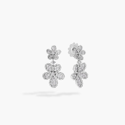Roberto Coin Jasmine Double Pave Diamond Flower Earrings in 18K White Gold - Roberto Coin product