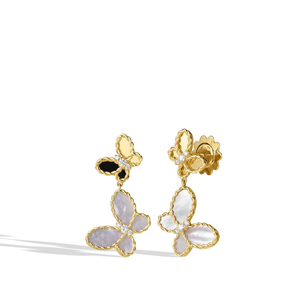 Roberto Coin Jasmine Diamond and Mother-of-Pearl Butterfly Drop Earrings