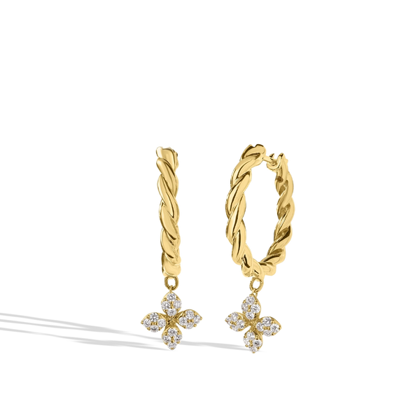 Roberto Coin Love in Verona Diamond Twist Hoop Earrings