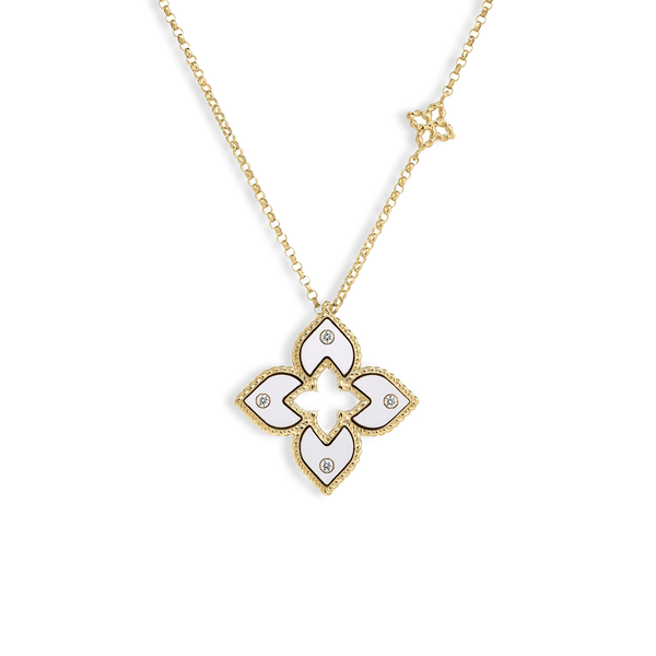 Roberto Coin Venetian Princess Small White Enamel Pendant Necklace