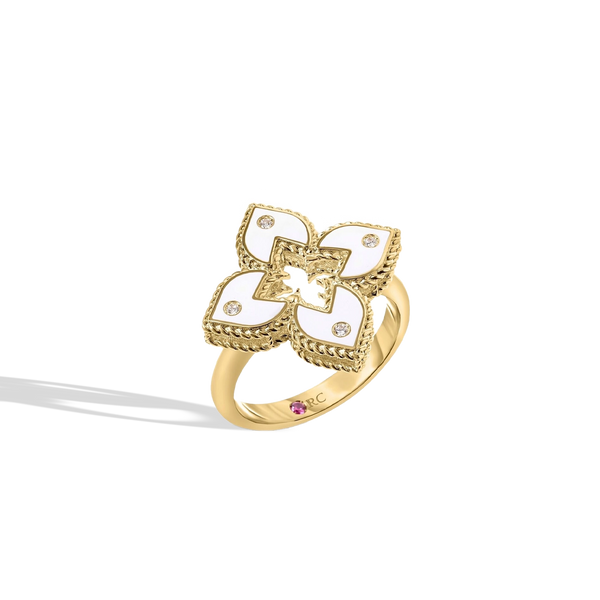 Roberto Coin Venetian Princess White Enamel Ring