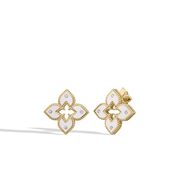 Roberto Coin Venetian Princess White Enamel Stud Earrings