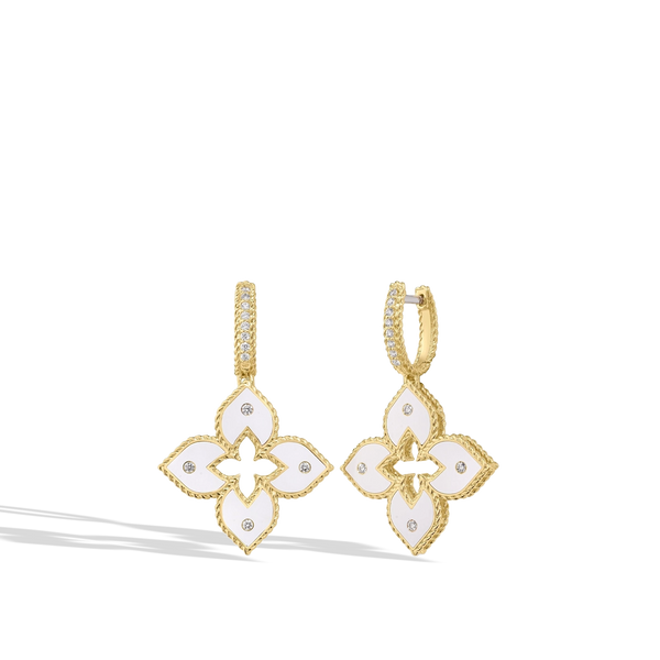 Roberto Coin Venetian Princess White Enamel Drop Earrings