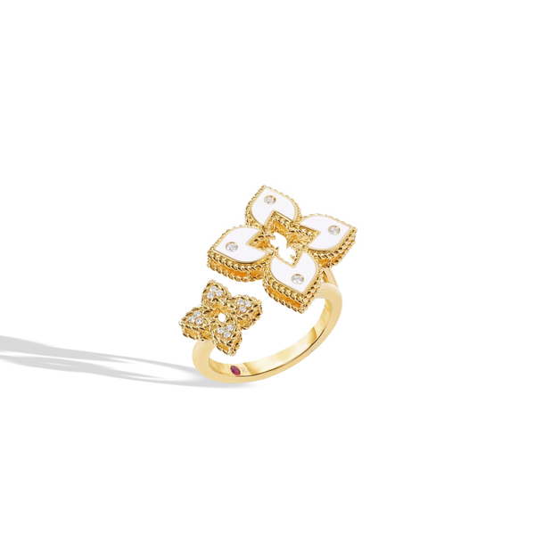 Roberto Coin Venetian Princess White Enamel Bypass Ring