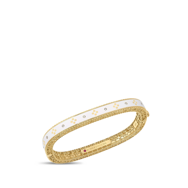 Roberto Coin Venetian Princess White Enamel Diamond Bangle