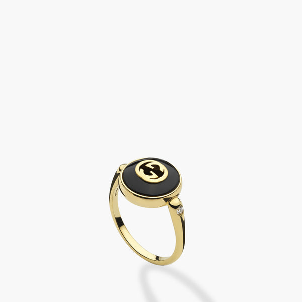 Gucci Interlocking G Ring in Black Onyx