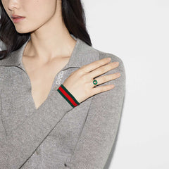 Gucci Interlocking G Ring in Green Agate