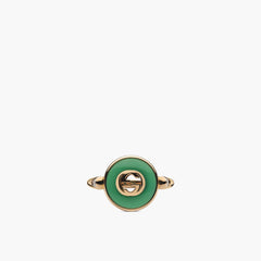 Gucci Interlocking G Ring in Green Agate