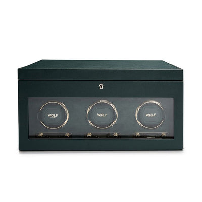 Wolf British Racing Green Triple Watch Winder with Storage - Wolf product