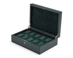 Wolf British Racing Green 10-Piece Watch Storage Box