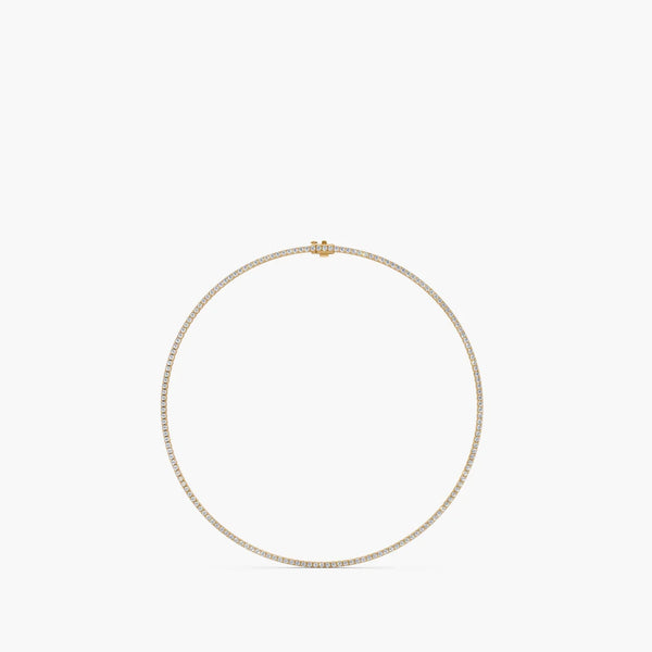 14K Gold 7 Carat Lab Grown Diamond Tennis Necklace