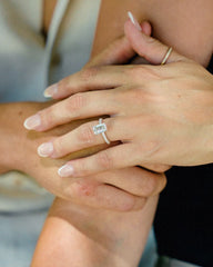 Emerald Cut Three Row Pave Engagement Ring Setting